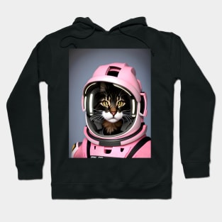 Pink Astronaut Cat- Modern Digital Art Hoodie